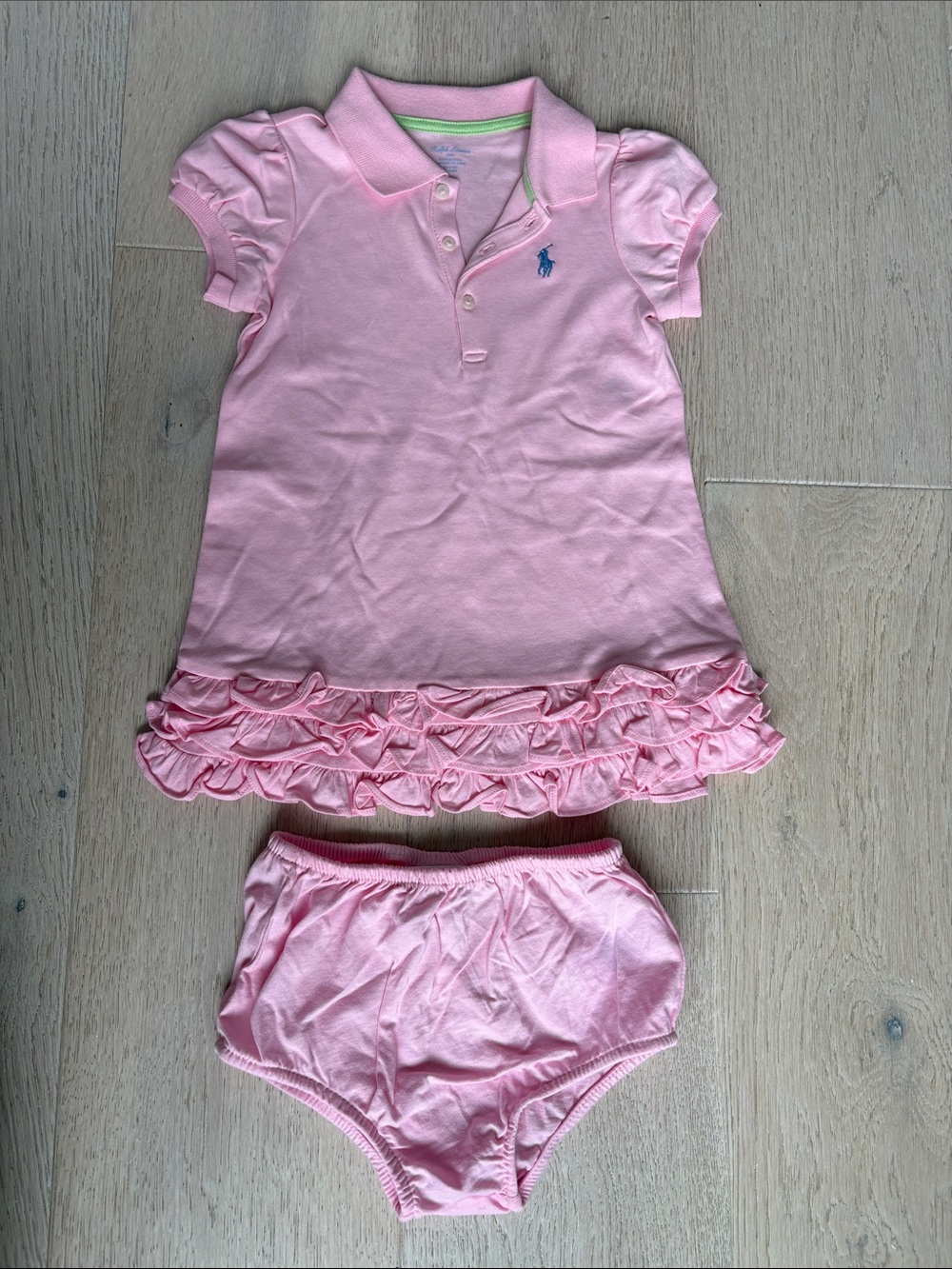 Ralph Lauren Pink Ruffle Polo Dress & Bloomer Set
